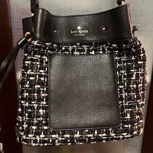 Kate Spade Black and White Tweed Shoulder Bag